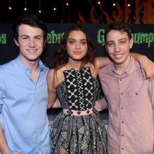 Andrew Goodman Dylan Minnette Ryan Lee and Odeya Rush at event of Goosebumps 2015
