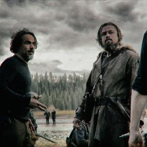 Still of Leonardo DiCaprio and Alejandro Gonzlez Irritu in The Revenant 2015