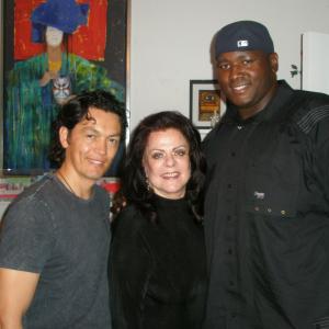 actor Jorge Jimenez, Suzanne Schachter, and actor Quinton Aaron at the office in New York City