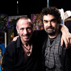 Clive Barker and Joe Berlinger while shooting Raising Hell: The Visions of Clive Barker.