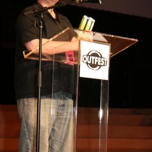 Accepting the Outstanding Actress award at the Outfest Film Festival