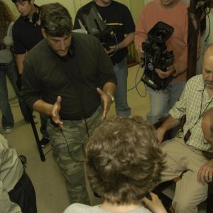 Steven Scaffidi works out a key scene with the, actors, crew and Cinematographer James O'Keeffe in the film 