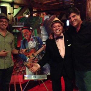 Artist Varion Laraunt, Deacon John, and Steven Scaffidi at the Hit Me America Songwriters Showcase in New Orleans.