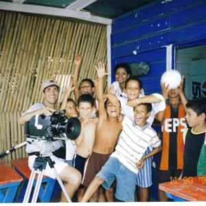 Director/Cameraman Steven Scaffidi with a group of Honduran locals while filming 