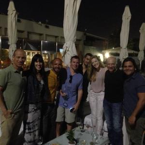 With executive producer Howard Gordon and actors Jennifer Finnigan Raad Rawi and Cameron Gharaee whilst filming on Tyrant