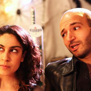 Production photo of Waleed Elgadi with Mariam Haque in 'INVASION!'