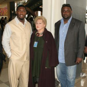 Adam DiSpirito, Jonathan Vilma, Greg Delbeau, and Freeman Mcneil of the New York Jets attend the Child Soldiers exhibition at the United Nations Building, NYC. USA