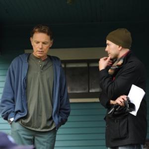 Bruce Greenwood with director Jim Cliffe in 'Donovan's Echo'.