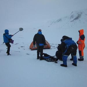 Shooting on location at Langjkull glacier Iceland