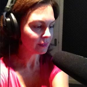 Actress Katherine Hynes recording eHarmony Australia TV and radio commercial voice overs Rumble Studios Sydney Australia More at wwwkatherinehynescom
