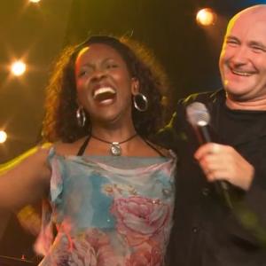 Phil Collins introduces Connie Jackson for final bows during 