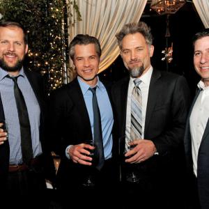 Nick Grad President Original Programming FX Networks actors Timothy Olyphant and David Meunier and Eric Schrier President Original Programming FX Networks at the after party for the premiere screening of FXs Justified January 6 2014