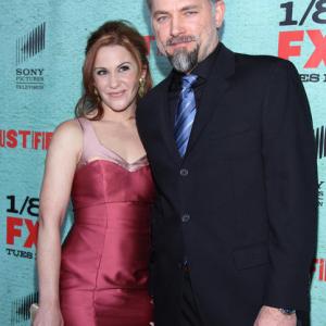 Actor David Meunier and Actress Faline England attend the premiere of FX Networks  Sony Pictures Televisions Justified Season 4 at Paramount Studios on January 5 2013 in Los Angeles California