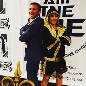 John CampbellMac sharing a laugh with world boxing champion Kaliesha Wild Wild West at his pre induction into the Fight Action Hall of Fame