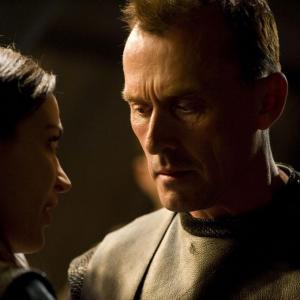 Still of Robert Knepper and Kathleen Munroe in SGU Stargate Universe 2009