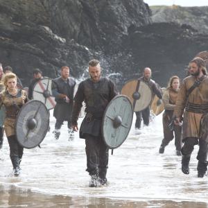 Still of Katheryn Winnick Travis Fimmel and Clive Standen in Vikings Dispossessed 2013