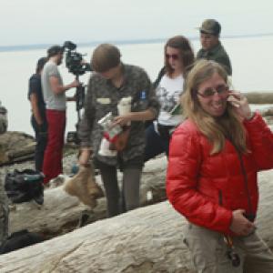 Director Holly Chadwick with her crew on the set of Seeking Solace.