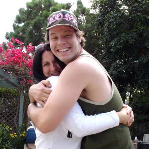 Morgan Rhodes and Ike Barinholtz on the set of Love Fear and Rabbits