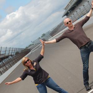 Sarah Fisher with Isaac Slade of The Fray at the Indianapolis Motor Speedway in 2009