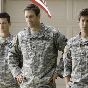 Still of Geoff Stults, Chris Lowell and Parker Young in Enlisted (2014)