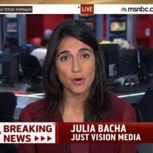 Julia Bacha being interviewed on MSNBC's Up with Steve Kornacki about the war on Gaza, July 2014