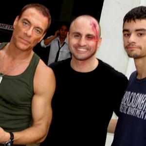 Jean-Claude Van Damme, Cal Rein and Kris Van Damme on the set of Full Love (2010)