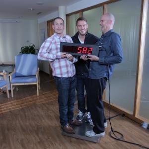 Director Luke Campbell with Jessie Pavelka and producer Adam Kaleta on set for Obese: A Year To Save My Life.