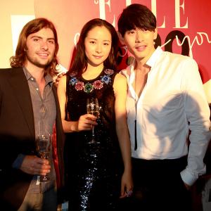 Red Carpet premiere of Shanghai Strangers for Elle China Teo Yoo with Robert Schwartzman and Jiang Yiyan