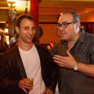 Neil Holland and David Zayas postshow at opening night of Knife Edge Productions FAULT LINES by Stephen Belber