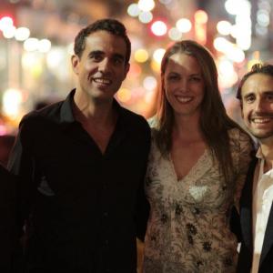 Neil Holland Bobby Cannavale Therese Plaehn and Don DiPaolo postshow at opening night of Knife Edge Productions TAPE by Stephen Belber