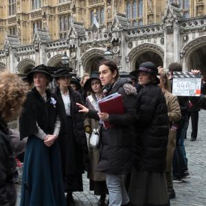AnneMarie Duff Sarah Gavron and Carey Mulligan in Suffragette 2015