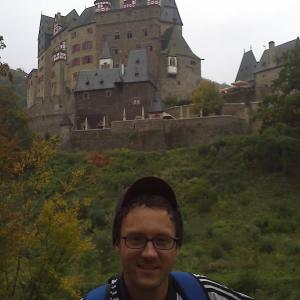 Bill Ehrin on the forest path to the Burg Eltz Castle Germany