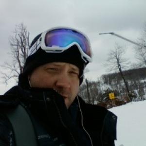 Bill Ehrin snowboarding at Seven Springs Mountain Resort Champion PA