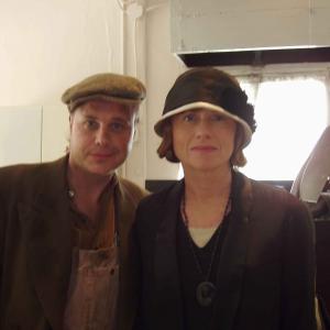 Dennis WHall and Amy Madigan on the set of CARNIVALE on HBO