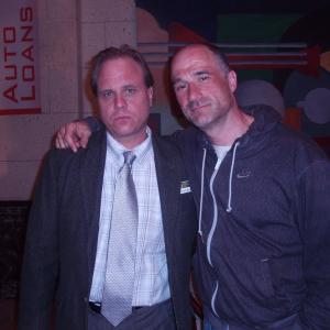 Dennis W. Hall with Elias Koteas on the set of CSI:NY