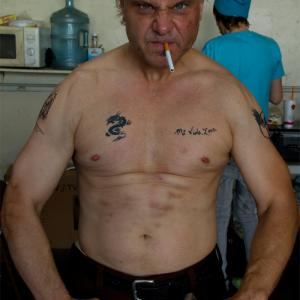 Dennis W Hall as DEREK ROSS in THE CROSS A film by The Grinman Brothers Fake tattoos  Real bruises