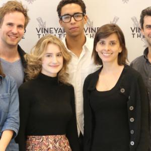 Catherine Combs with the cast of Gloria at the Vineyard Theatre