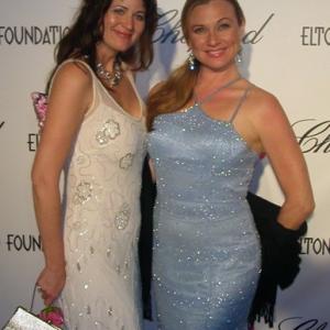 Michelle Tolan and Cyndi Marinangel on the red carpet of the 77th Academy Awards Elton John after party