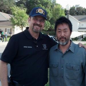Medic Steve and actor Kenneth Choi on set of Stephanie.