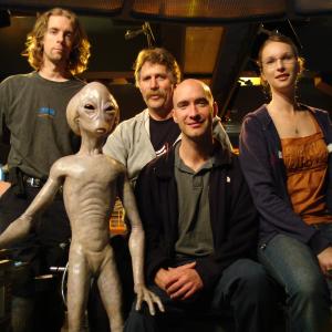 With Thor the Asgard and the operating crew on set of Stargate SG1 Geoff Redknap Paul Hooson Morris Chapdelaine Jeny Cassady