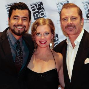 Daniel Enrique Segura, Rachel Sorsa, and Maxwell Caulfield on the red carpet at HOT NIGHT IN THE CITY benefit concert