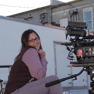 Director, Jolene Adams, flirting with Julio's camera, THE BOARDER