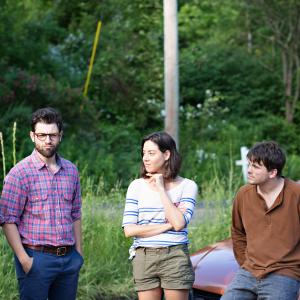 Still of Max Greenfield, Jason Ritter, Nate Parker and Aubrey Plaza in About Alex (2014)
