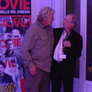 Hollywood star Rutger Hauer talks at the Ive seen Filmfestival Milano 2009 with actor Olaf Krtke about the film The red chapel in which Krtke plays a main role