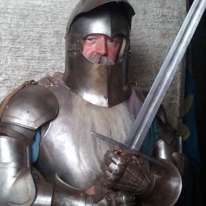 Olaf Krätke as viking Urobe, costumed as knight in the movie blockbuster 