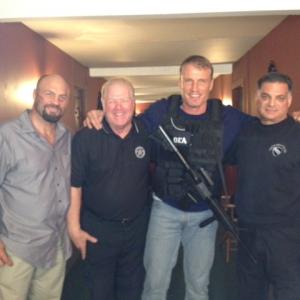 Randy Couture Dolph Lungren Chuck Saale on Ambushed set