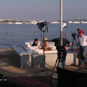 TV interview close to the Croisette in Cannes France