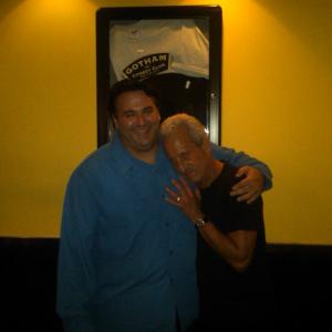 Writer-Director/Producer Sam Borowski (L in Blue) goofs off with Actor/Comedian Bobby Slayton at Gotham Comedy Club in New York City.