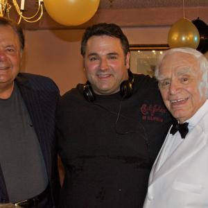 Director/Producer Sam Borowski (Center) is flanked by legendary actors Paul Sorvino (L) and Academy-Award Winner Ernest Borgnine (R) on the set of NIGHT CLUB.