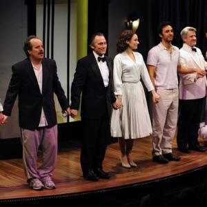 Audrie Neenan John Pankow David Aaron Laura Benanti Amir Arison Richard Poe and Kristine Nielsen at the Public Theaters opening night of Why Torture Is Wrong And The People Who Love Them